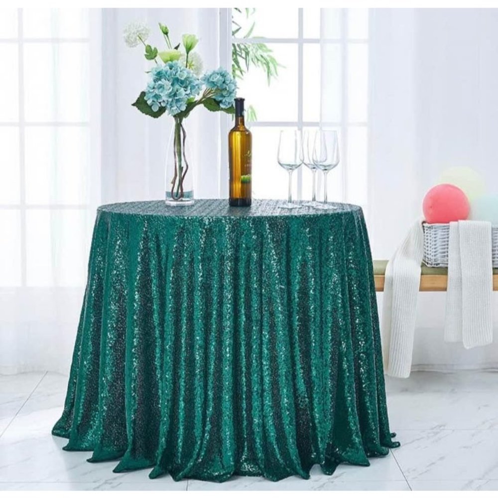 Green Sequin 50 inch Round Tablecloth Wedding Party Dining Holiday Linen - New